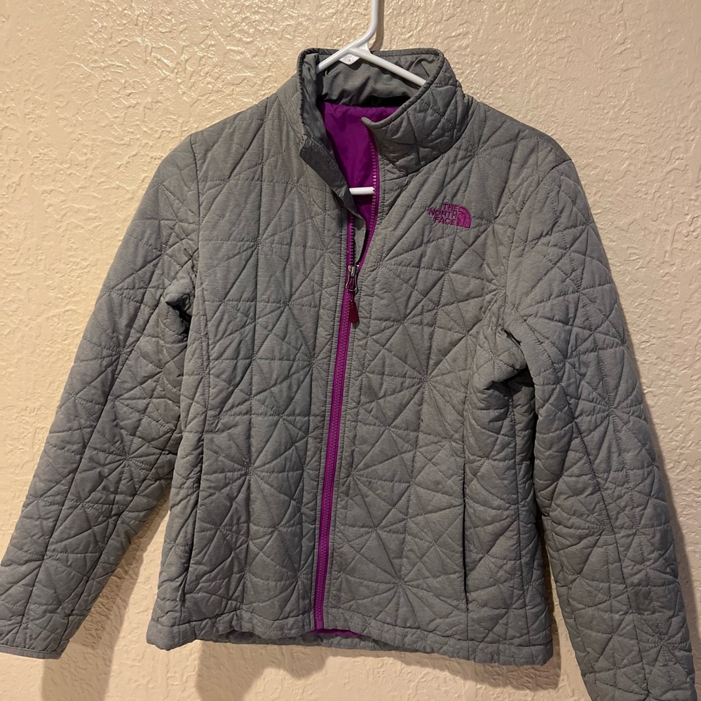 The North Face Kids Gray and Purple Quilted Jacket
